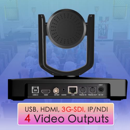4K HDMI PTZ Camera NDI AI Tracking, 12X Zoom Live Streaming HDMI SDI PTZ Camera for Church Worship and Live Event (Black 4K AI Tracking) - color: Medium Black