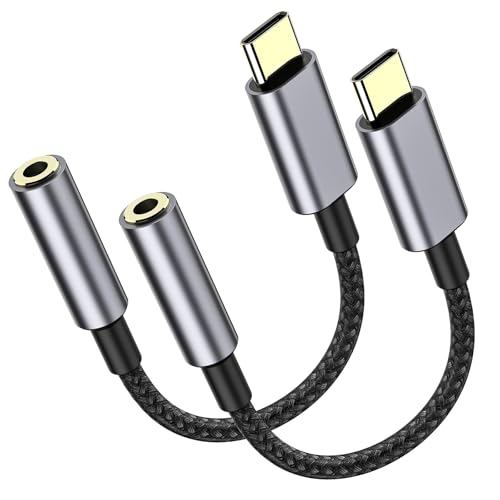LERTOSEN 2 Pack USB C to 3.5mm Headphone Jack Adapter – HiFi Audio Dongle, Type C to Aux Female Cable Cord Compatible with iPhone 17/16/15 Pro Max, Samsung S25/S24/S23, iPad Pro, Pixel, MacBook - color: Grey, size: 2 Pack