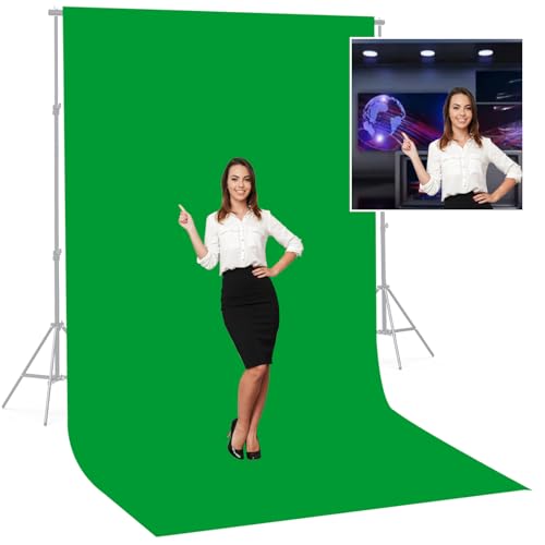 BEIYANG 6 Ft x 10 Ft Photography Backdrop Green Screen, Green Background Non-Reflective Fabric Wrinkle Resistance,Greenscreen Photo Background for Photo Video Chromakey Studio Shooting - color: Green, size: 6x10ft