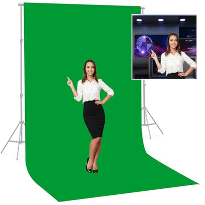 BEIYANG 6 Ft x 10 Ft Photography Backdrop Green Screen, Green Background Non-Reflective Fabric Wrinkle Resistance,Greenscreen Photo Background for Photo Video Chromakey Studio Shooting - color: Green, size: 6x10ft