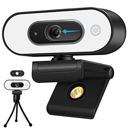 1080P USB Camera for Switch 2/ PC, Ring Light & 3-Level Brightness - Streaming Camera with Built-in Mic, Tripod & Plug&Play for Zoom/Skype/Facetime, PC/Mac/Laptop - color: Black-02