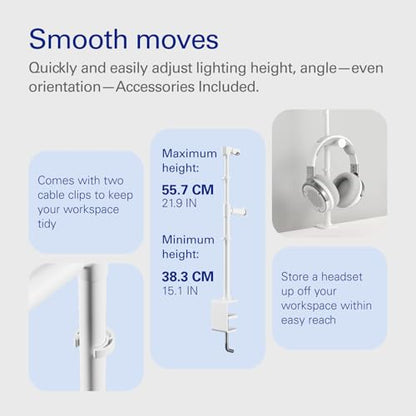 Elgato Neo Clamp, Edge-Mounted Desk Stand | Adjustable height and tilt, Frees up desk space, Integrated headset holder, Recycled plastic, Clean white finish - style: Neo Clamp