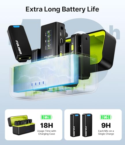 FULAIM X6 Pro Wireless Lavalier Microphones with 4 Transmitter with Charging Case for iPhone, iPad, Android, Camera, Lapel Mic with 48KHz 24Bit, Noise Cancellation for Video Recording, Vlog