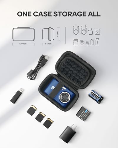 SQERO Digital Camera Case for KODAK PIXPRO FZ45 FZ55 & CAMKORY 1080P - Compact Travel Bag with 3 SD Card Slots, Small Lightweight Pouch, Cute Gifts for Adults Kids - color: blue
