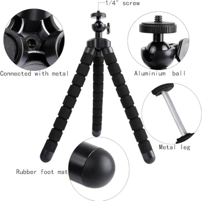 Acuvar Flexible Phone Tripod Stand, Mini Portable Smartphone Tripod with Adjustable Holder for iPhone & Android, Lightweight Tripod for Vlogging, TikTok & YouTube - style: Tripod + Smartphone Mount