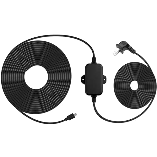 30ft Weather Resistant Power Adapter for Blink Mini 2,Blink Outdoor 4 (4th Gen)(3rd Gen)/Mini,No Need Charger Head,IP67 Waterproof Flat Power Cable with Extra Type C to Micro USB Adapter Black 1Pack - color: Black, size: 30 FT