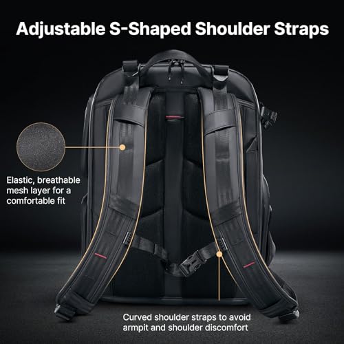 ULANZI BP10 35L Hardshell Camera Backpack, Professional Splash-proof Photography Camera Case Anti Theft Travel f Photographers Unisex Drone DSLR Mirrorless Camera Lens Tripod Holder 17'' Laptop Black