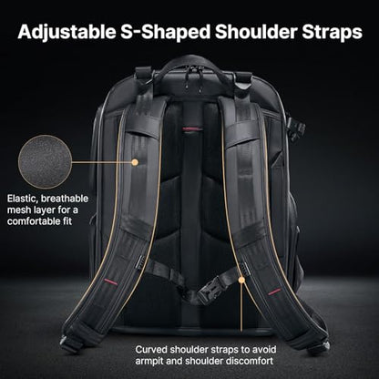 ULANZI BP10 35L Hardshell Camera Backpack, Professional Splash-proof Photography Camera Case Anti Theft Travel f Photographers Unisex Drone DSLR Mirrorless Camera Lens Tripod Holder 17'' Laptop Black