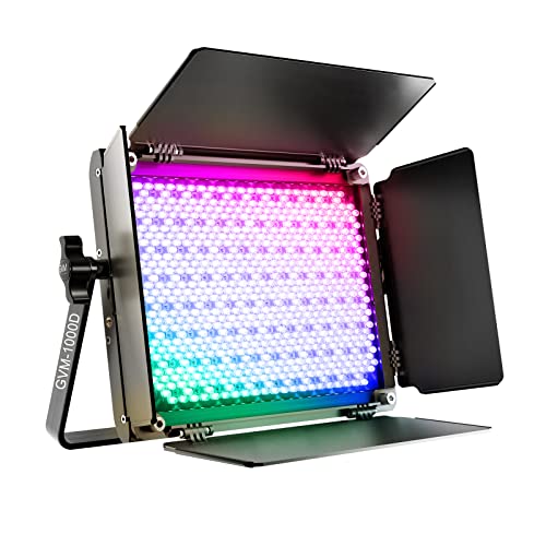 GVM RGB LED Video Light with Tripod Stand Barndoors, APP Control Panel Studio Lighting Kit, 3200K-5600K Dimmable, CRI97, Key Light for Photography, Video Recording, YouTube, Live Streaming, 800D - size: 1 pack