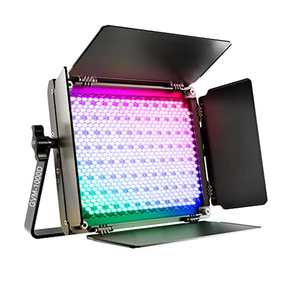 GVM RGB LED Video Light with Tripod Stand Barndoors, APP Control Panel Studio Lighting Kit, 3200K-5600K Dimmable, CRI97, Key Light for Photography, Video Recording, YouTube, Live Streaming, 800D - size: 1 pack