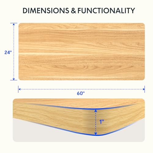 FLEXISPOT Whole Piece 60"x24" Desktop 1" Thickness Height Adjustable Desk Rectangular Tabletop Maple Board (60INCH Maple) - color: Maple, size: 60x24"