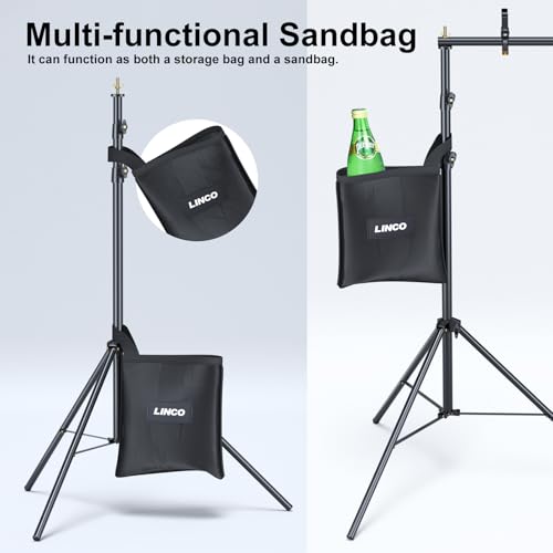LINCO Lincostore Backdrop Stand for Parties Kit 10x7 ft Adjustable Back Drop Photography Studio Photo Background Support System with Clamps, Sand Bag, Carrying Bag 4172 4174 (10x7 ft) - size: 10x7 ft