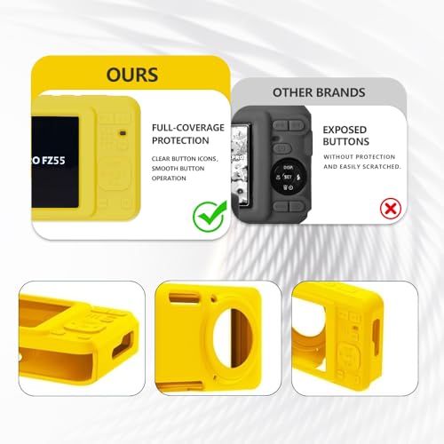 Case for Kodak PIXPRO FZ55,FZ55 accessories,Soft Silicone Protective Case,Comes with 2 Screen Protectors and 1 Wrist Strap - Yellow - color: Yellow