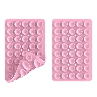 Double Sided Silicone Suction Phone Holder Mount, Silicon Accessory for iPhone and Android, Hands-Free Mirror Shower Phone Holder, TikTok Videos and Selfies (Light Pink+Transparent) - color: Light Pink+Transparent