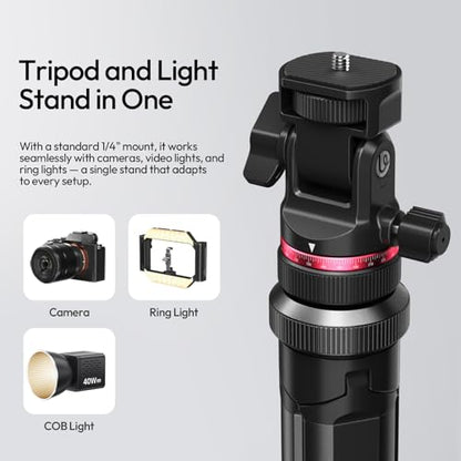 ULANZI MT-80 Aluminum Tripod Stand, 7FT Extendable Camera Phone Tripod for Travel, Auto Pop-Up, 1/4" Screw, 360 Ball Head Portable Photo Video Light Stand for DSLR Camera, Ring Light, Video Rig - size: 84 inch-Upgrade Pop-Up