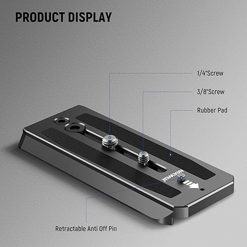 Neewer 2 Pack 501PL Tripod Fluid Head Quick Release Plate, Camera Mounting Plate with 1/4" 3/8" Screws, Anti Off Pin for GM001 GM002 GM006 Fluid Heads, QR5 - style: QR5/2 Pack