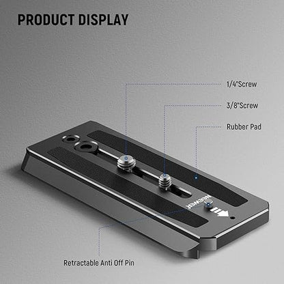 Neewer 2 Pack 501PL Tripod Fluid Head Quick Release Plate, Camera Mounting Plate with 1/4" 3/8" Screws, Anti Off Pin for GM001 GM002 GM006 Fluid Heads, QR5 - style: QR5/2 Pack