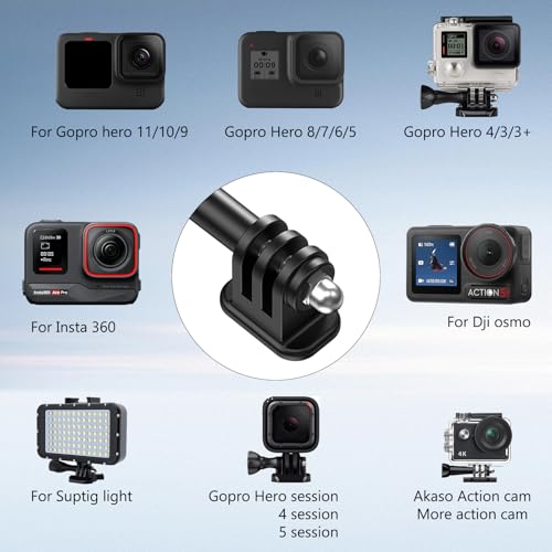 VRIG 1/4" Thread to GoPro-Adapter, Tripod Mount Action Camera Accessories Compatible with GoPro Hero 13 / Mission 1 Pro, DJI Osmo Action, Insta 360 Ace and More - style: 1/4 Thread to Gopro Adapter