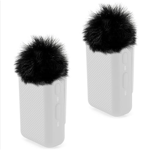 Windscreen for DJI Mic 1 Transmitter(1st Gen), Microphone Furry Cover/Wind Muff/WindSock/DeadCat for Noise Canceling, with Pop Filter Foam Embeded (Not for DJI Mic-2) - color: 2PCs-Black