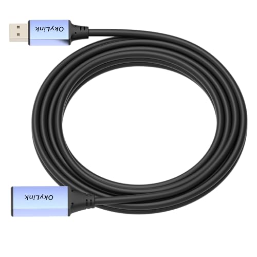 OkyLink Active USB 2.0 Extension Cable A to A, Male to Female 15ft(5M) | 480Mbps Signal booster cord, compatible with printer, mouse, keyboard, scanner, camera - size: 15ft (5m)