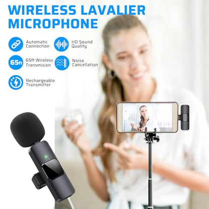 Dual Wireless Lavalier Microphone for iPhone, iPad - Perfect for Video Conferencing, Recording, and Live Streaming