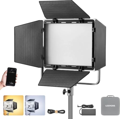 Godox LP400Bi Bicolor LED Video Light with Barndoor, 36W 2800K-6500K 6250Lux LED Panel Light with 11 FX Effects APP Control CRI/TLCI 96+ Dimmable 0-100% Studio Soft Light for Videography
