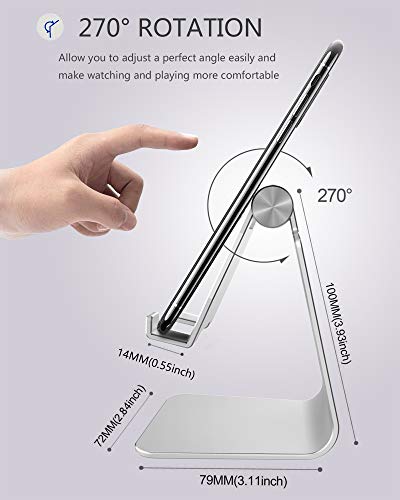 CreaDream Adjustable Cell Phone Stand, Phone Stand, Cradle, Dock, Holder, Aluminum Desktop Stand Compatible with Phone Xs Max Xr 8 7 6 6s Plus SE Charging, Accessories Desk,All Mobile Phones-Silver - color: Silver