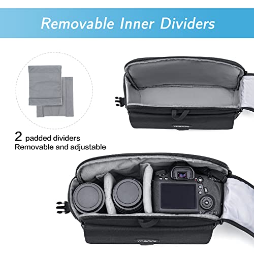 MOSISO Camera Shoulder Bag Case Crossbody Sling Purse, DSLR/SLR/Mirrorless Compact Padded Photography Handbag with Rain Cover Compatible with Canon/Nikon/Sony Cameras and Lenses, Black - color: Black
