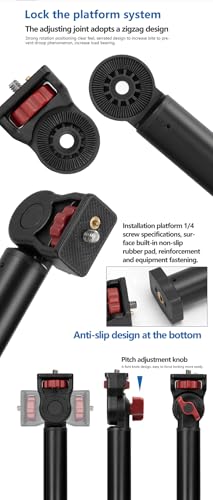 REFLEX CAMERA 37" Overhead 3-Section Flex Cantilever Articulating Boom Arm with Desk/Tube C Clamp and Universal Phone Mount 1/4" 3/8" & 5/8" Screw Mount for DSLR Camera, Microphone, Light & Webcam