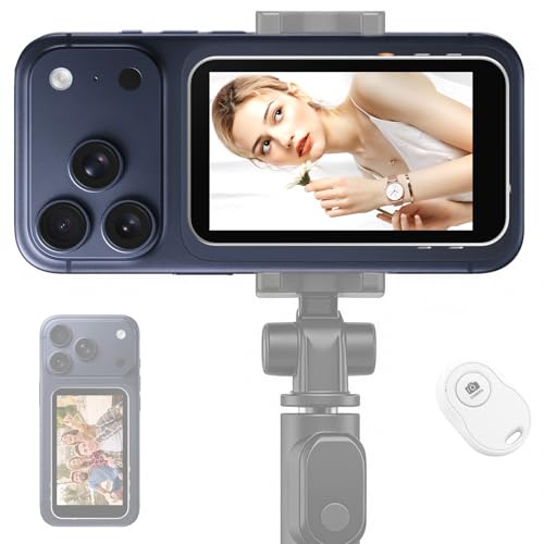 Magnetic Vlog Selfie Monitor Screen for iPhone 17 & Android, 4K No Latency Wireless Video Recording with Remote Zoom & Shoot, Content Creator essentials Back Camera Monitor for vlogging YouTube TikTok - color: Mysterious Silver