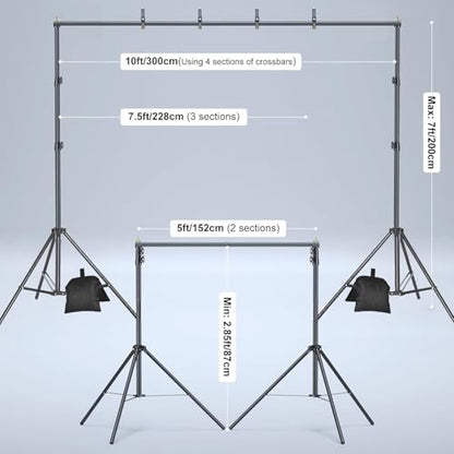 10x6.5ft Backdrop Stand, Photo Video Studio Adjustable&Lockable Heavy Duty Background Support System Kit with 4 Backdrop Clamps, 2 Sandbag and Carry Bag for Photography, Parties, Wedding - color: BJJ 2x3M