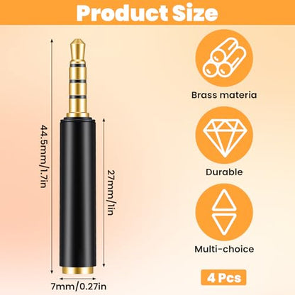 JIEYAO 4 Pack 3.5mm TRS to TRRS Adapter, Male to Female Microphone Audio Converter TRRS to TRS Adapter Microphone Audio Adapters for Cameras Recorders Audio Interfaces with TRS/TRRS Jack