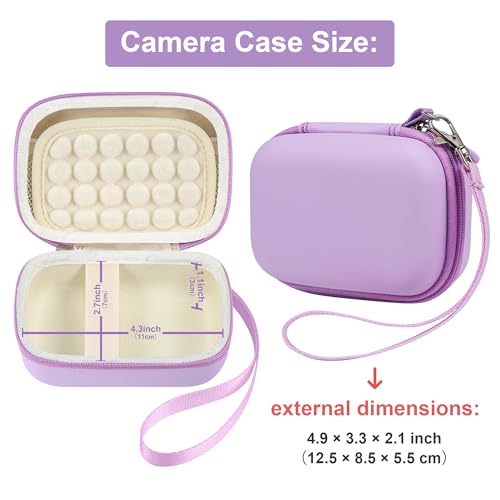 Leayjeen Hard EVA Camera Case Compatible with Canon PowerShot ELPH/IXUS, Kodak Pixpro FZ55/FZ45, Nikon Coolpix, Small Digital Camera, Shockproof Protective Camera Bag with Hand Strap-Purple(Case Only) - color: Purple