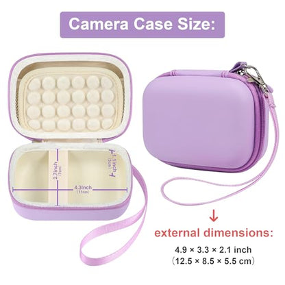 Leayjeen Hard EVA Camera Case Compatible with Canon PowerShot ELPH/IXUS, Kodak Pixpro FZ55/FZ45, Nikon Coolpix, Small Digital Camera, Shockproof Protective Camera Bag with Hand Strap-Purple(Case Only) - color: Purple