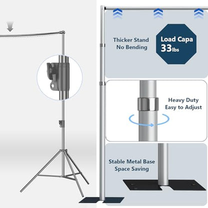 SLOW DOLPHIN 20 x 10ft Pipe and Drap Photo Studio Backdrop Stand Kit, Heavy Duty Adjustable Frame Backdrop Stand with Carry Bag for Event, Birthday Party, displays and Wedding Decoration.