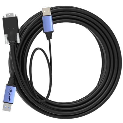 OkyLink Active USB 3.0 A to Micro-B Cable, 5Gbps, 32ft, Double Screw Lock | 10M, 3.2 Gen 1, Male to Male, for External Hard Drive HDD SSD - color: Screw USB3.0, size: 32ft (10m)