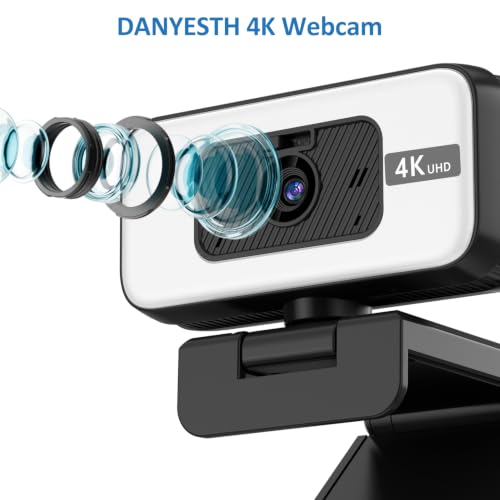 4K Webcam with AutoFocus, USB Plug and Play Webcam with Microphone for PC/Laptop, Privacy Cover, Brightness Adjust, Flip, Zoom for Video Meeting