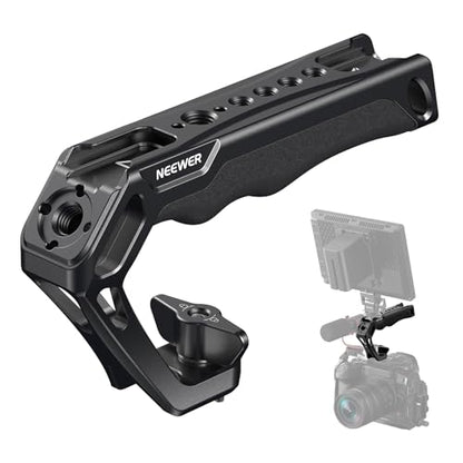 NEEWER Camera Top Handle with 3/8" Wing Screw & Locating Pins for ARRI, Nonslip Silicone Grip with 1/4" & 3/8" Threads, Cold Shoes, Compatible with SmallRig Camera Cage Accessories, CA107 - style: CA107