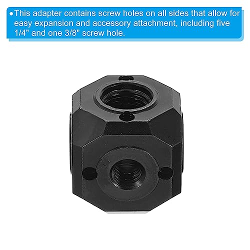 PATIKIL Universal 1/4" 3/8" Screw Hole Tripod Adapter, Magic Cubic Mount Cube Bracket for Microphone Photography Equipment Accessories, Black