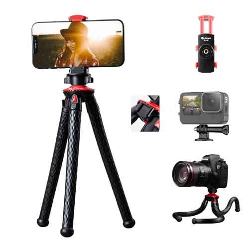 Fotopro Tripod for iPhone Flexible Camera Tripod with Action Camera Holder Phone Mount Portable Bendable Handheld Mini Camera Tripod Stand for go pro Phone Vlogging Video - style: UFO Pro tripod
