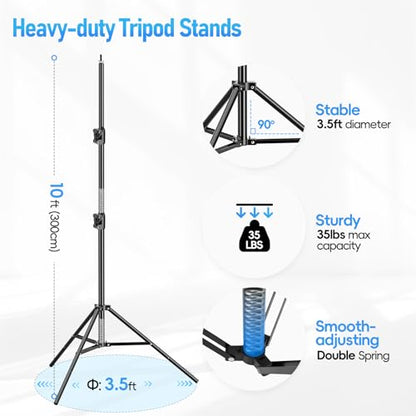 EMART Back Drop Adjustable Stand,10X10X10ft Square Backdrop Stand Heavy Duty Photography Background Support System Kit with 300° Rotatable Connector and 12 Spring Clamp for Party,Wedding,Photo Studio - size: 10×10×10ft(Square）