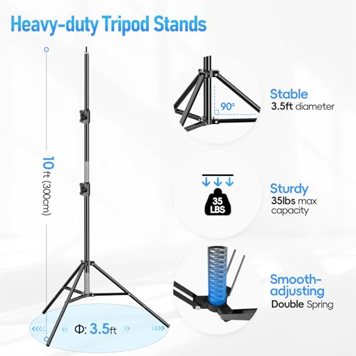 EMART Back Drop Adjustable Stand,10X10X10ft Square Backdrop Stand Heavy Duty Photography Background Support System Kit with 300° Rotatable Connector and 12 Spring Clamp for Party,Wedding,Photo Studio - size: 10×10×10ft(Square）