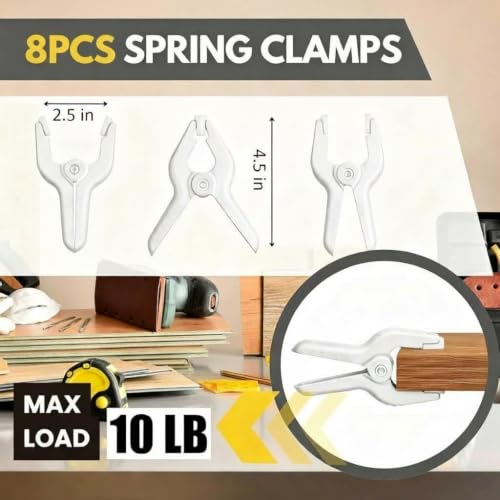 8 Pack 4.5 inch Plastic Spring Clamps, White Heavy Duty Spring Clips Clamps for Balloon Arch, Crafts, Backdrop Stand, Woodworking, Photography Studios, Home Improvement