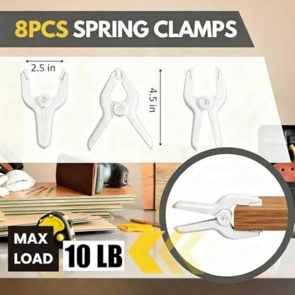 8 Pack 4.5 inch Plastic Spring Clamps, White Heavy Duty Spring Clips Clamps for Balloon Arch, Crafts, Backdrop Stand, Woodworking, Photography Studios, Home Improvement