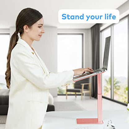Laptop Stand for Desk, Ergonomic Aluminum Laptop Stand Adjustable Height from 7-15", Sitting and Standing Laptop Riser for 10-17" Notebook - color: Gold Rose