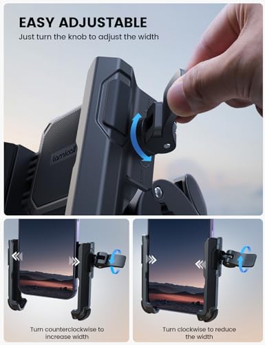 Lamicall Motorcycle Phone Mount Holder - [Camera Friendly] [1s Lock] Bike Phone Holder Handlebar Clamp, Bicycle Scooter Phone Clip, Gifts for iPhone 17, 16, 15 Pro Max, Galaxy S25 Ultra, 4.7-7" Phones - color: Black