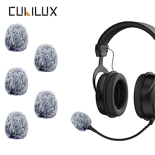 Cubilux Furry Windscreen for Game Headset, Muff Windshield Windjammer Deadcat,Wind Muff & Dead Cat for Headset, 5-Pack