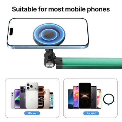 Magnetic Overhead Phone Mount, Cell Phone Stand for Video Recording, 360 Degrees Swivel Tilt Adjustable Floor Camera Filming Tripod. Content Creator Phone Holder, for iPhone/Android (L11-CX)