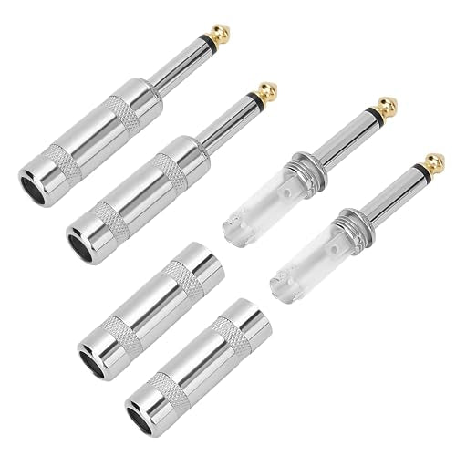 6.35mm 1/4 Inch TS Mono Plug 4 Pack, 1/4" Solder Type DIY Audio Cable Straight Adapter Connector, Metal Housing, Durable and Heavy-Duty for Guitar/Speaker/Microphone Audio Cable Repair Replacement - color: Straight Plug, size: 4 Pack