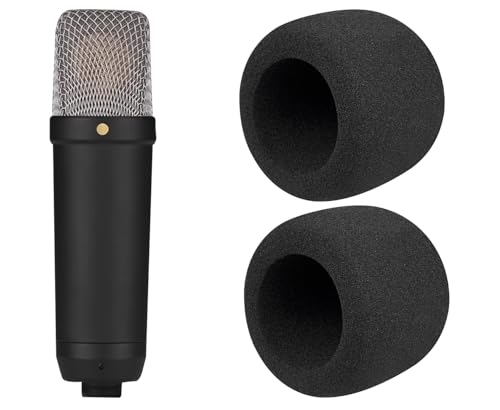 SOULWIT 2Pcs Pop Filter for RØDE(Rode) NT1 Series(Gen 1/2/3/4/5/Signature)/NT1-A, Protective Mic Cover Windscreen Foam - Black